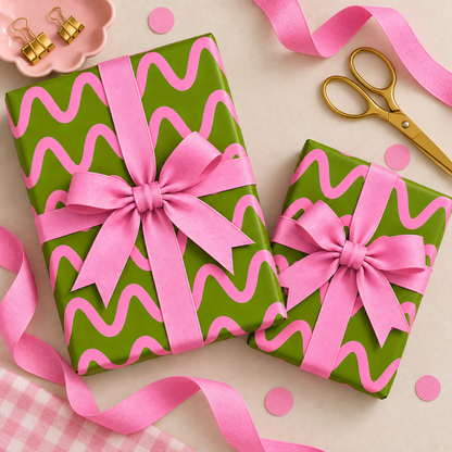 Pink Squiggles - Wrapping Paper Sheet