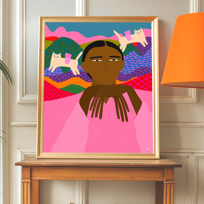 Flying Cats Wall print