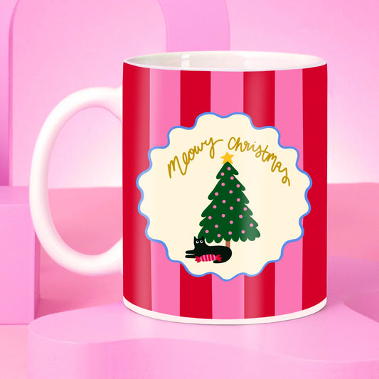 Meowy Christmas Ceramic Cat Mug