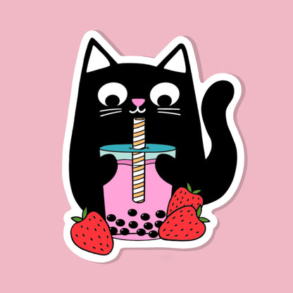 Bubble Tea Cat Vinyl Sticker