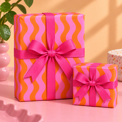 Pink & Orange Waves - Wrapping Paper Sheet