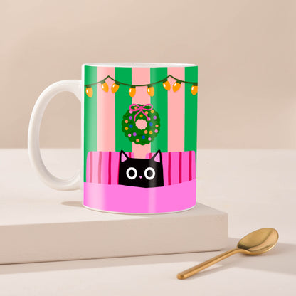 Cat Bed Christmas Mug