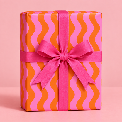 Pink & Orange Waves - Wrapping Paper Sheet