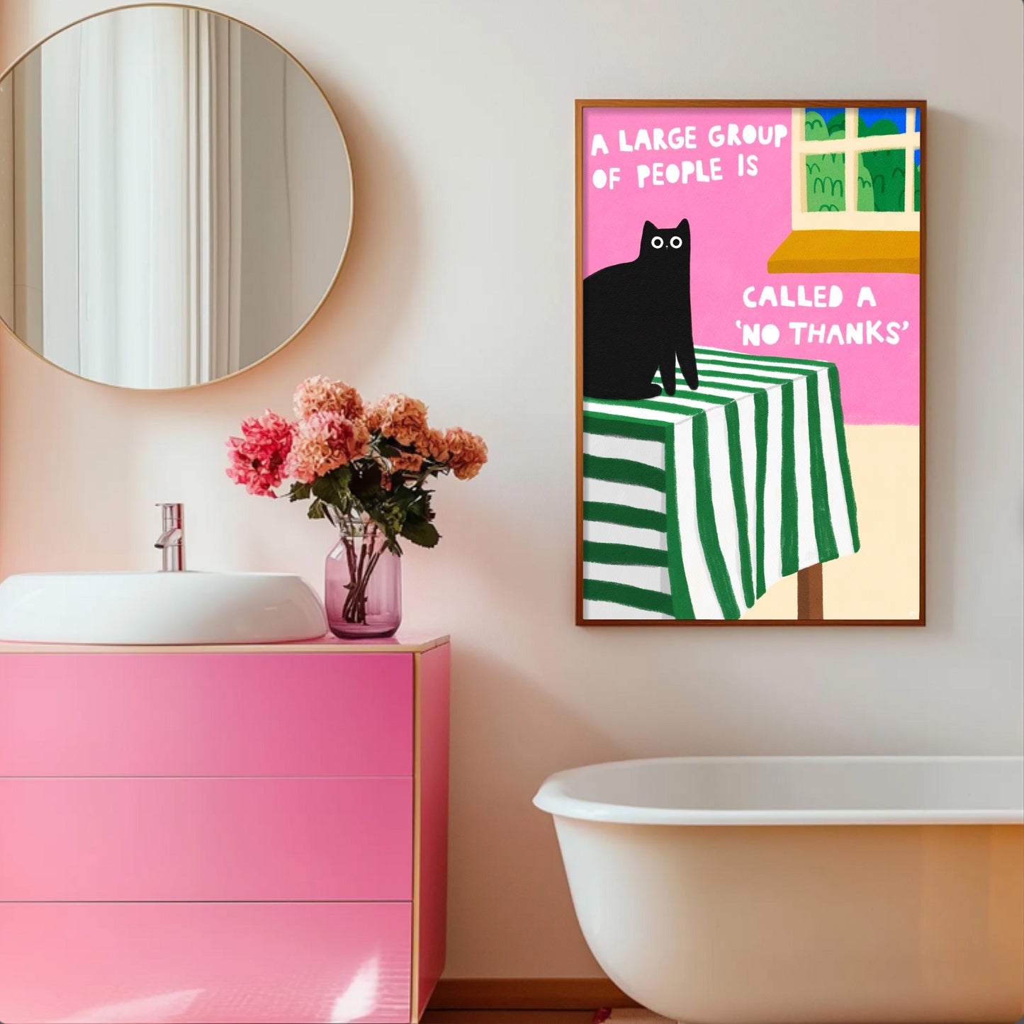 A Large Group Of People - Cat Art Print