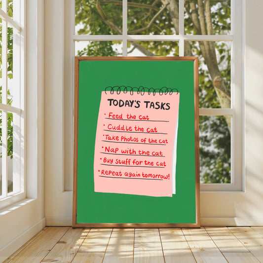 Today’s Tasks - Cat Art Print