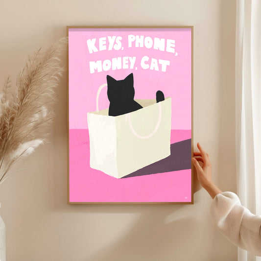 Keys And Cat Wall print