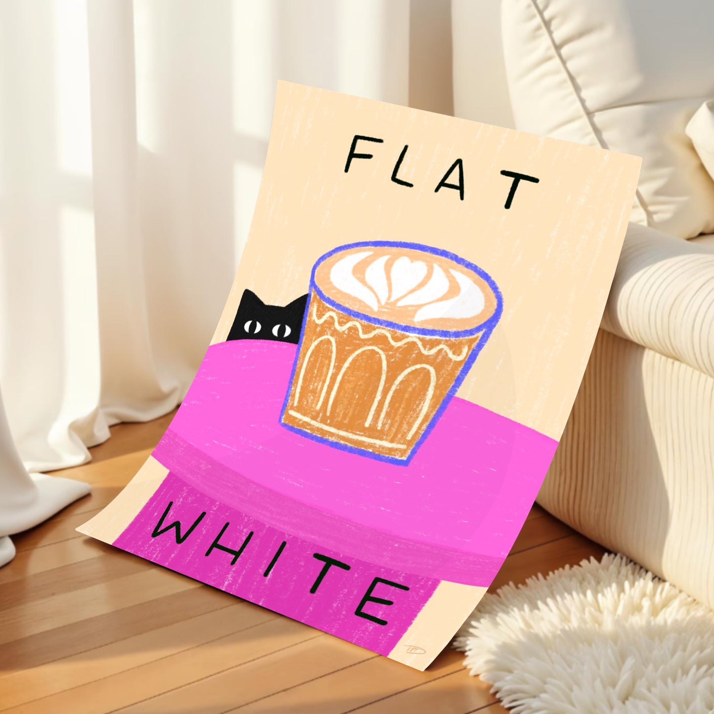 Flat White - Impression d'art chat