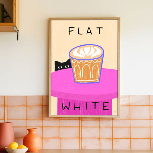 Flat White - Cat Art Print