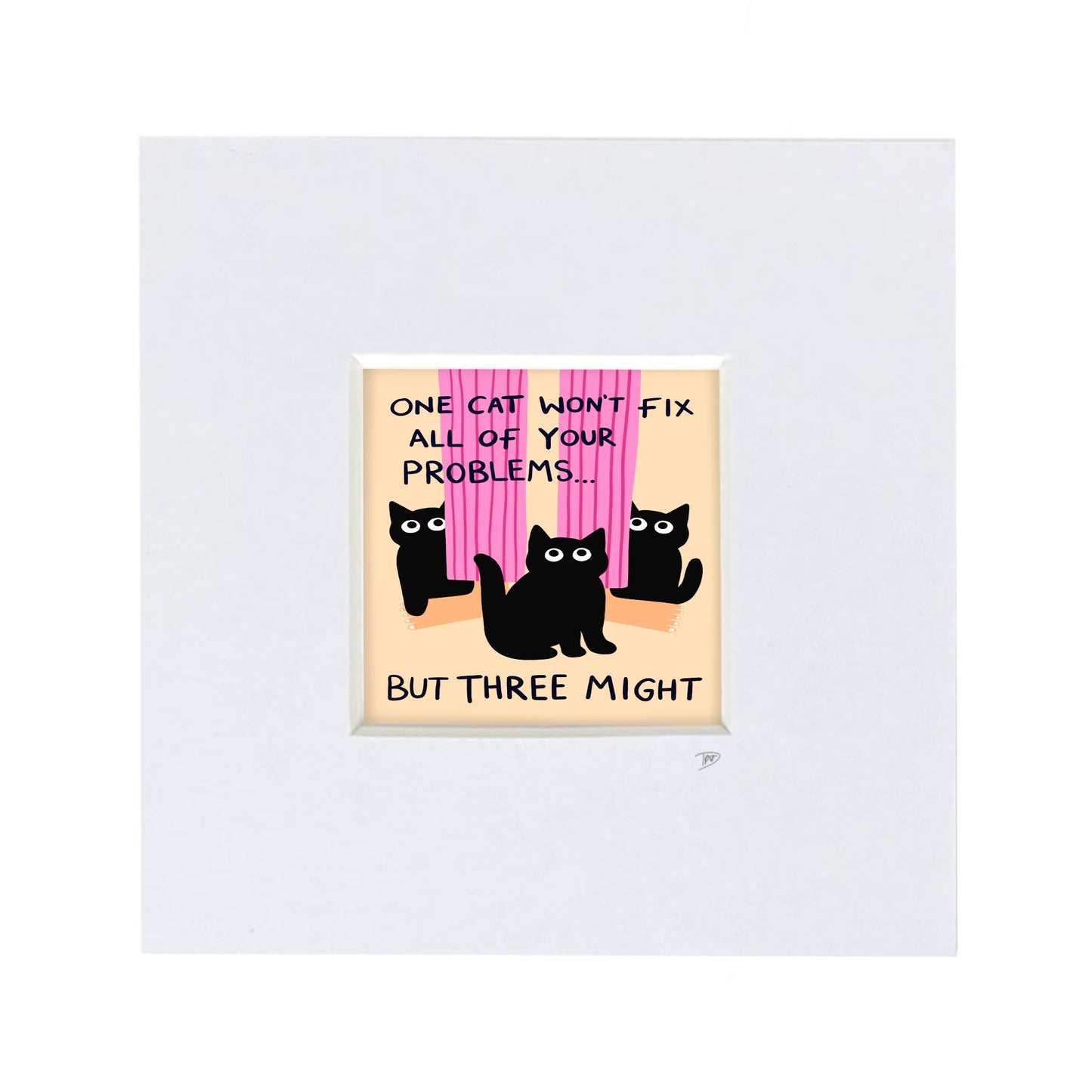 Three Cats - Mini Mounted Print
