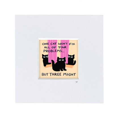 Three Cats - Mini Mounted Print