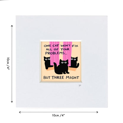 Three Cats - Mini Mounted Print