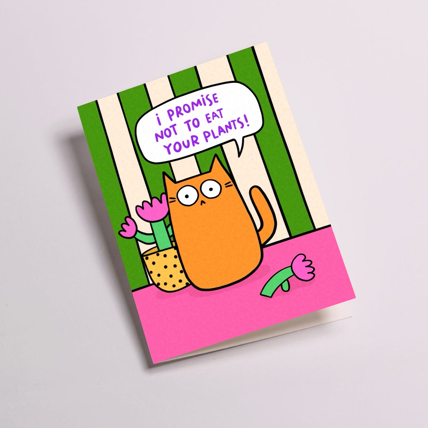 Eat Your Plants Cat Greetings Card
