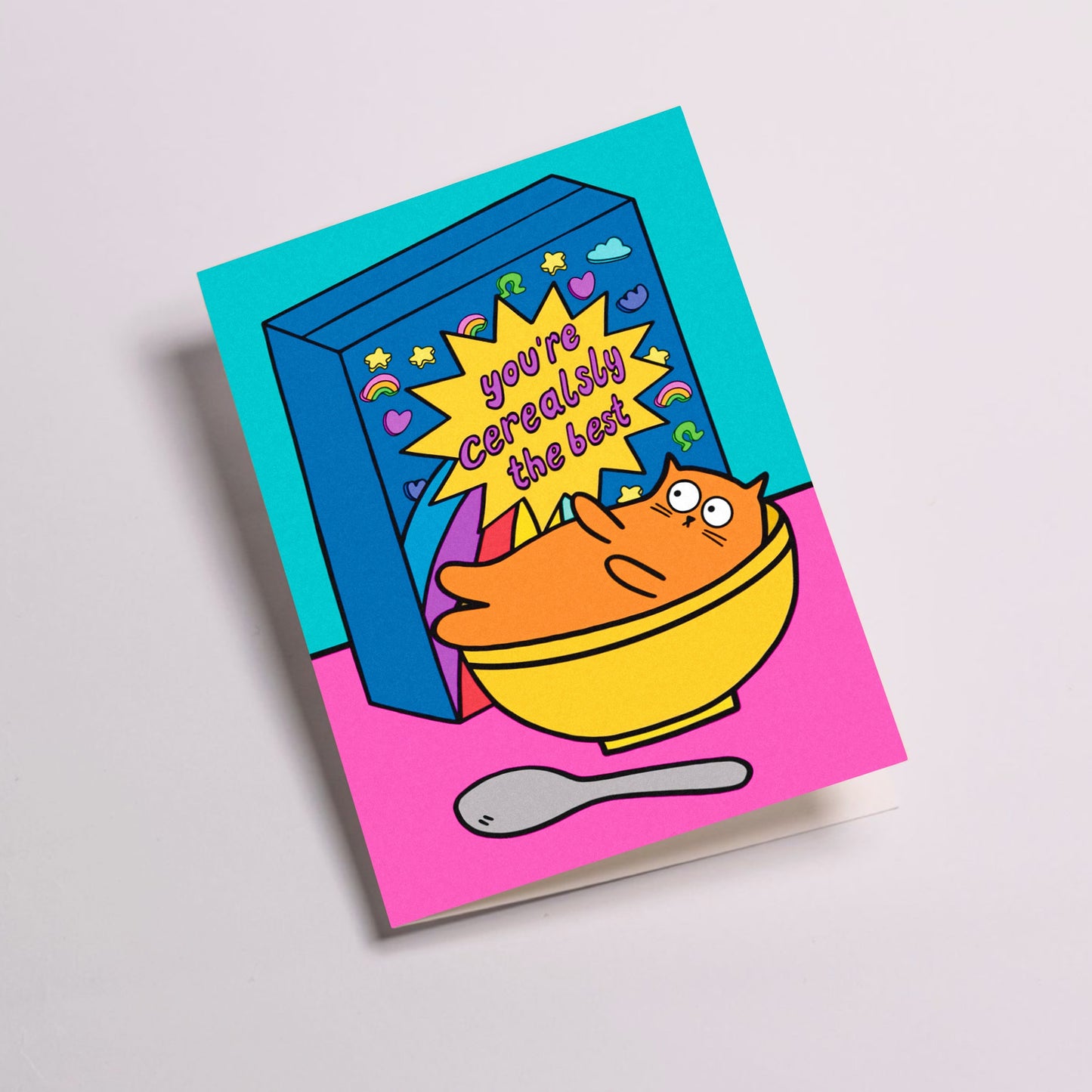 Cereal Cat Greetings Card