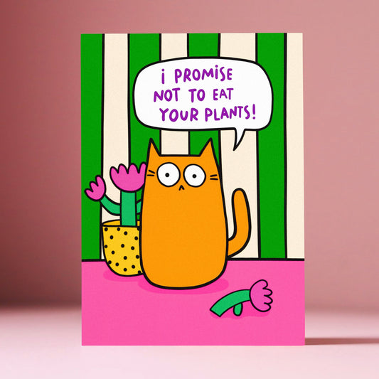 Eat Your Plants Cat Greetings Card