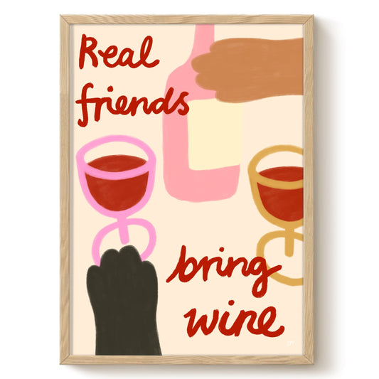 Friends Bring Wine Print