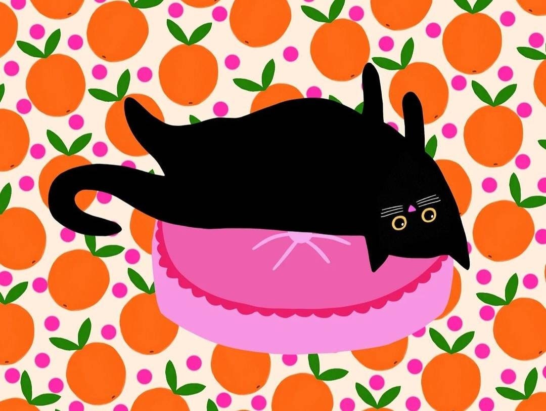 Cat & Oranges print