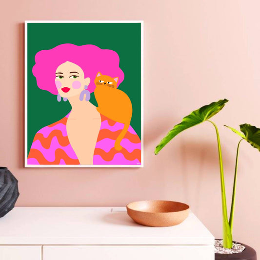 Pink Hair Girl print