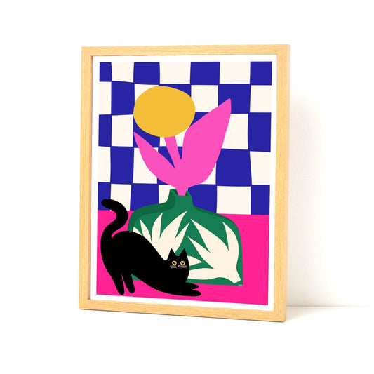 Checked Cat print