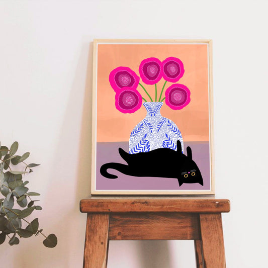 Upside Down Cat print