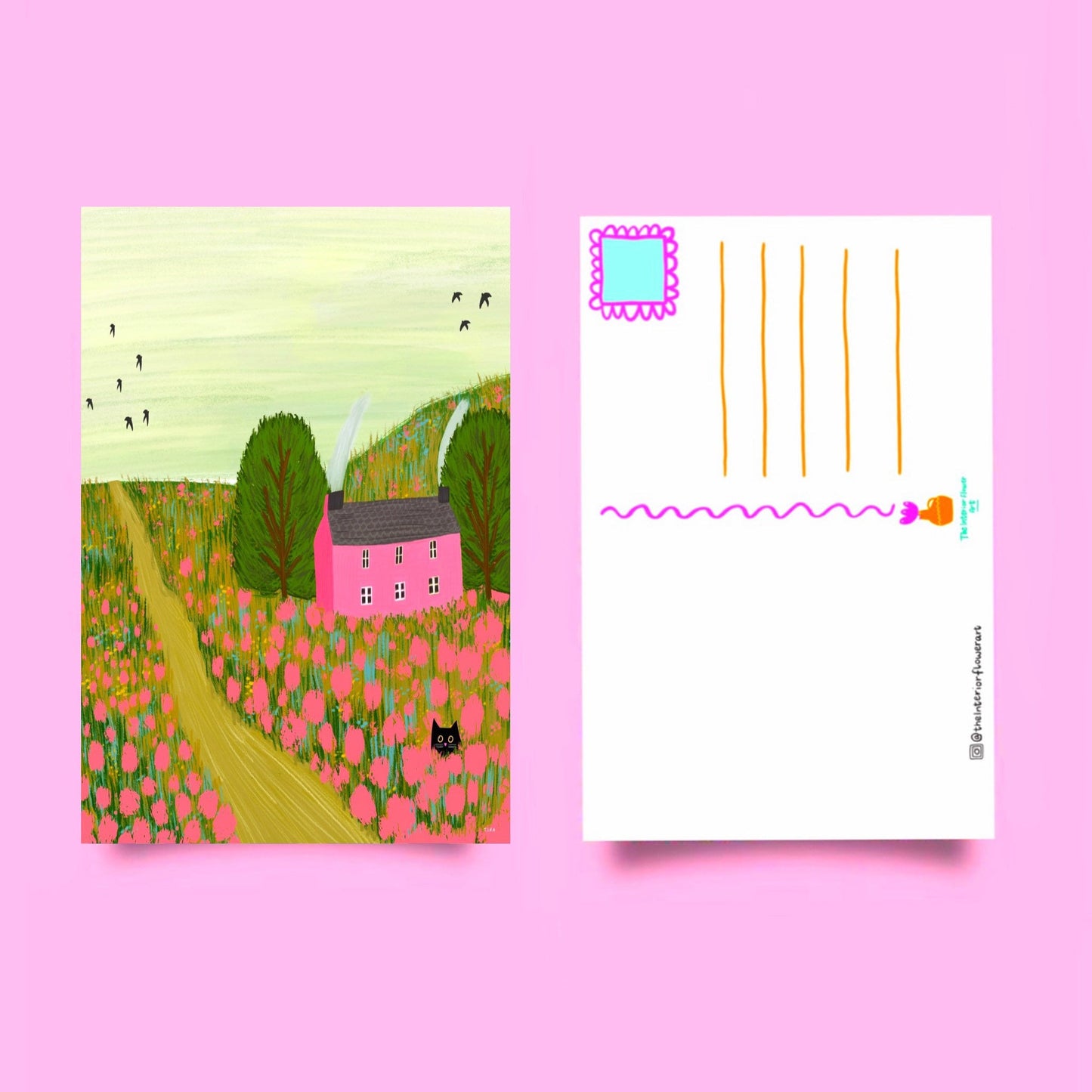 Pink Cottage postcard