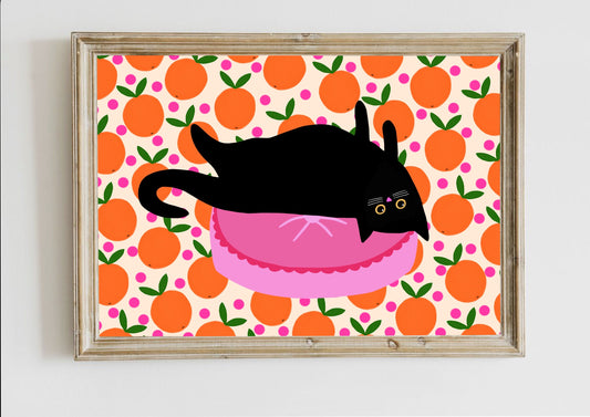 Cat & Oranges print