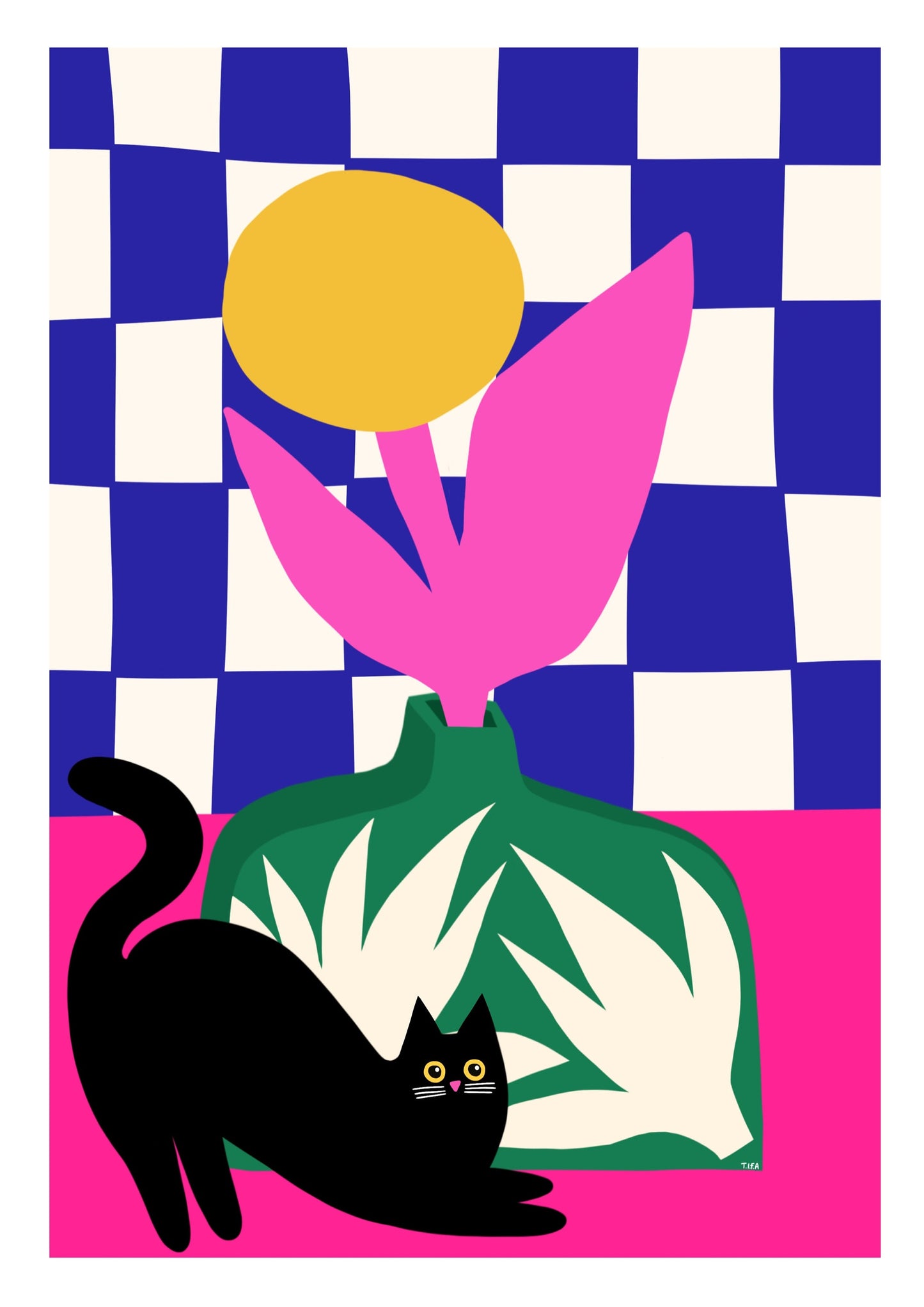 Checked Cat print