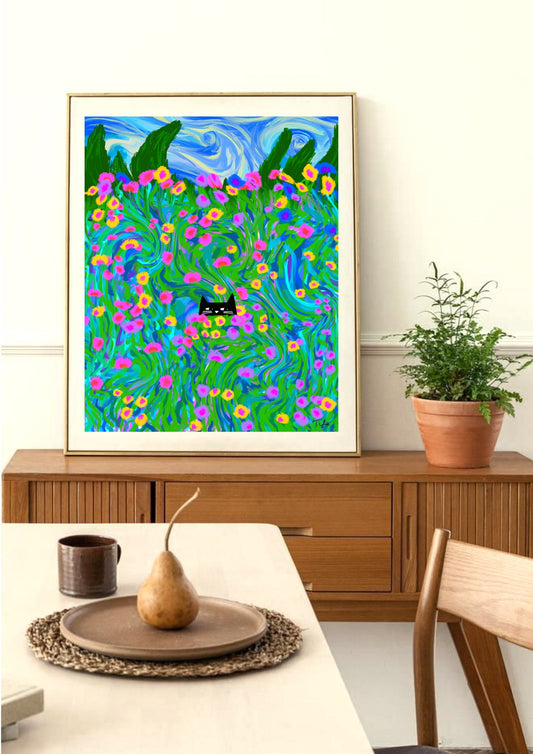 Hide and Seek Cat print
