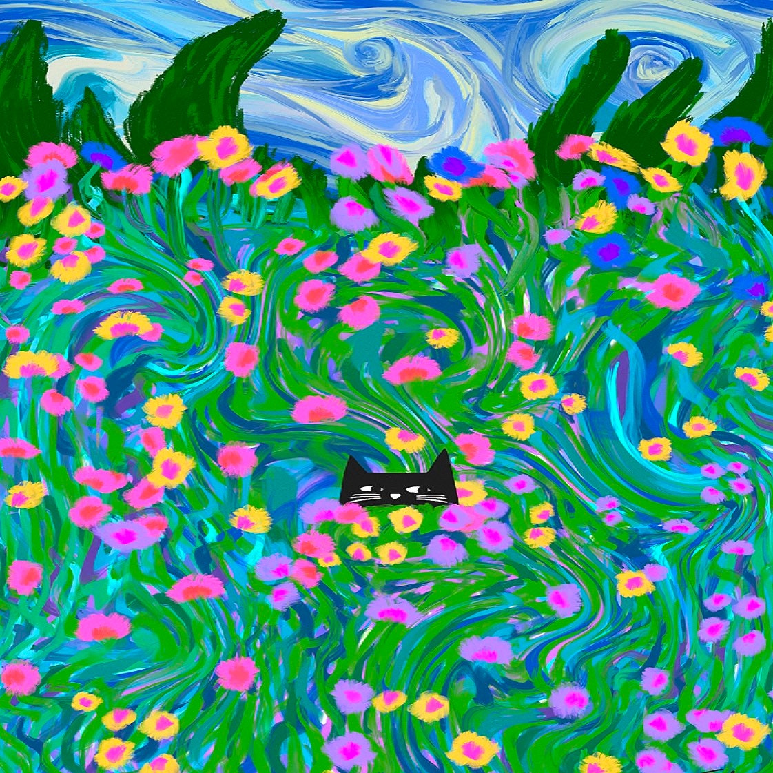 Hide and Seek Cat print