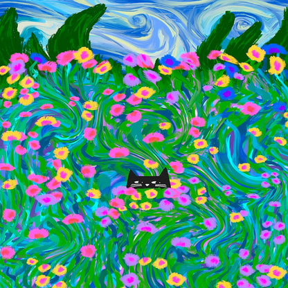 Hide and Seek Cat print