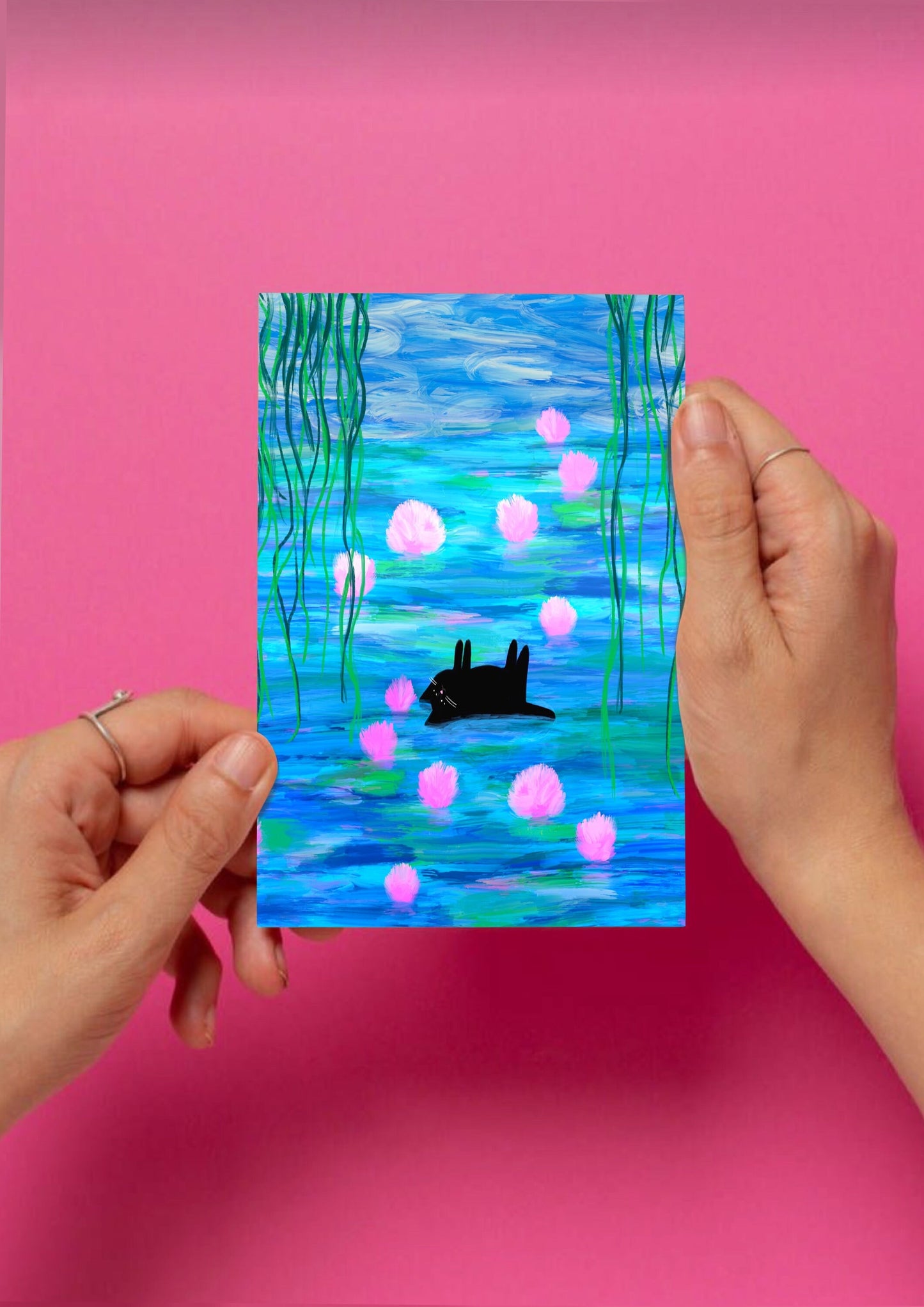 Floating Cat postcard