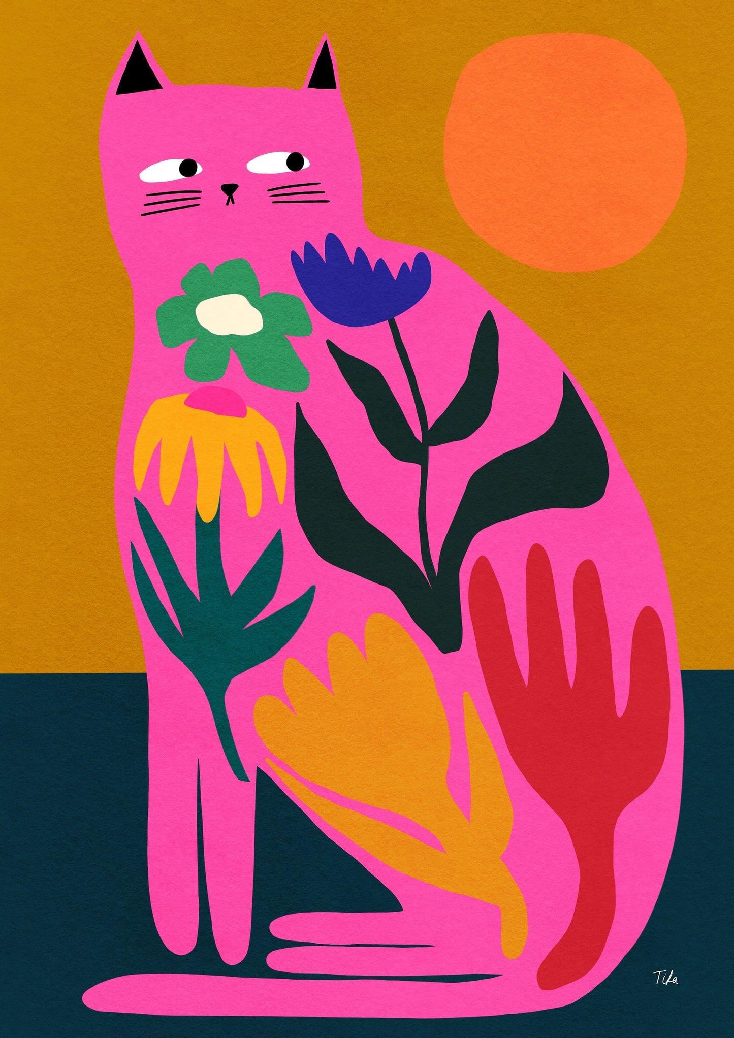 Floral Cat print