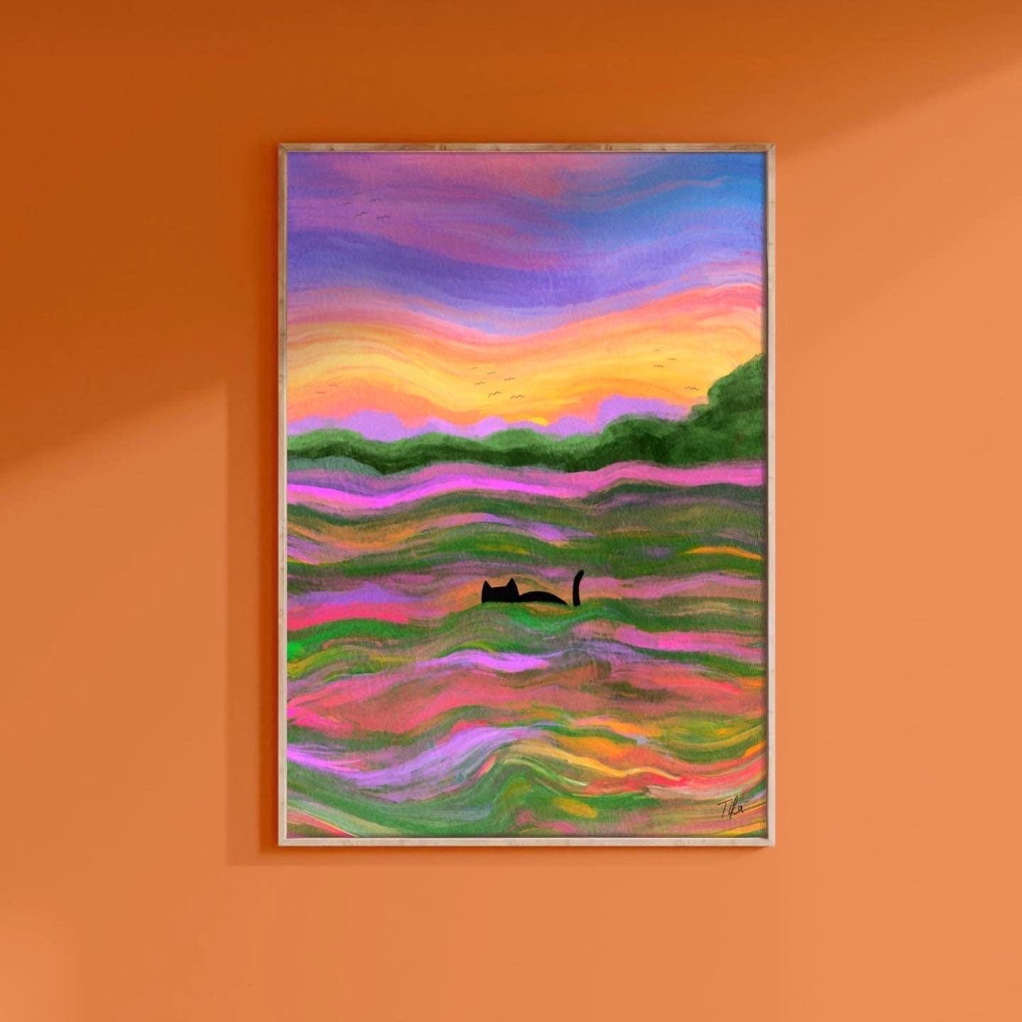 Sunset Cat print