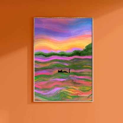 Sunset Cat print