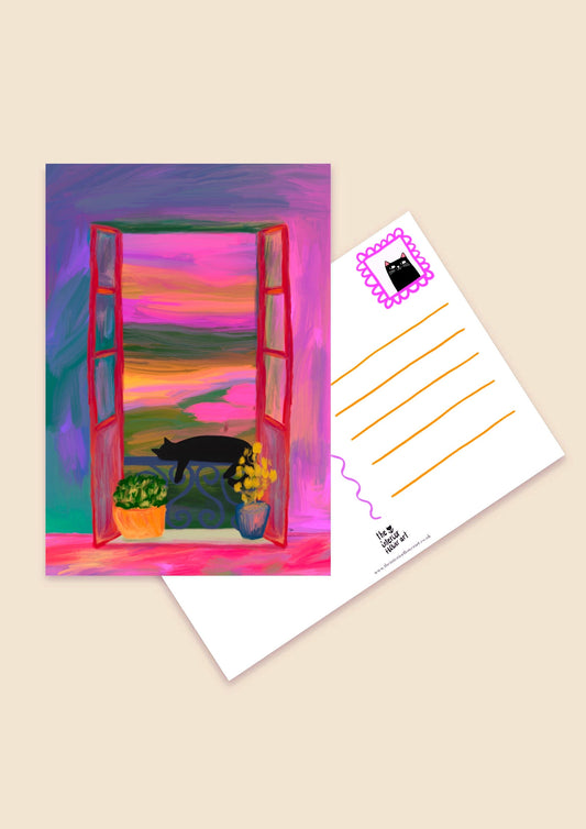 Cat In The Window postcard