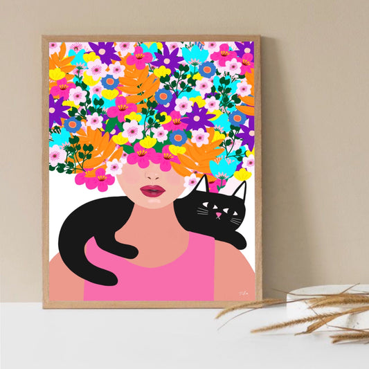 Flower Hair Girl print