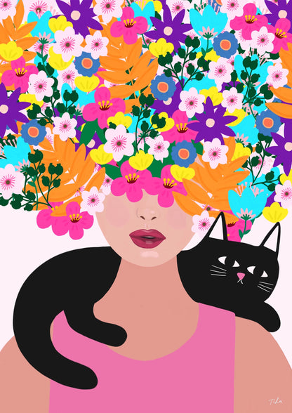 Flower Hair Girl print