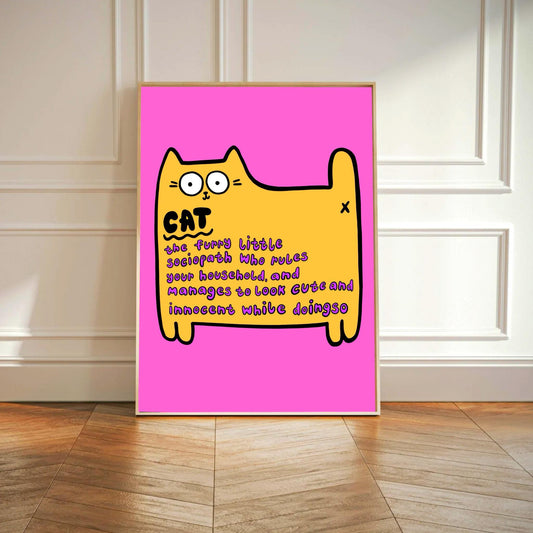 Yellow Quote Cat print