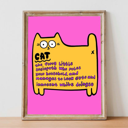 Impression d'un chat jaune avec citation