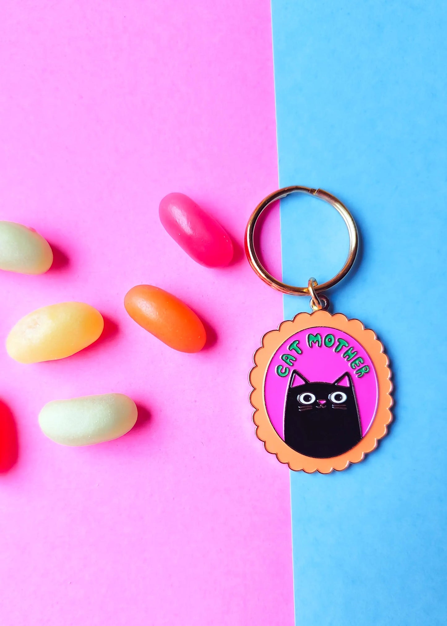 Cat Mother Enamel Keyring
