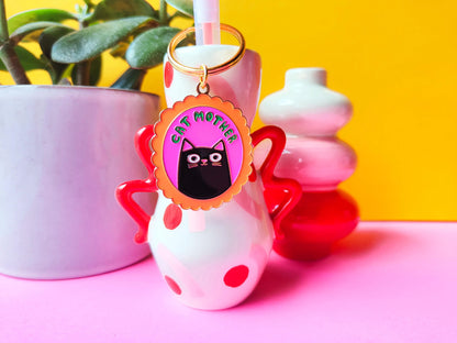 Cat Mother Enamel Keyring