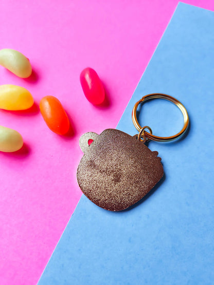 Cats and Coffee Enamel Keyring