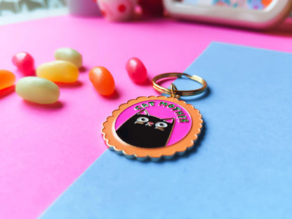 Cat Mother Enamel Keyring