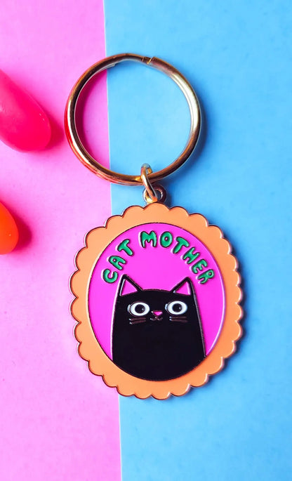 Cat Mother Enamel Keyring