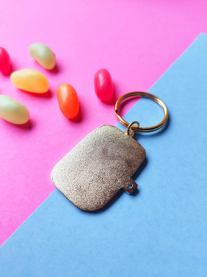Cat and Sardines Enamel Keyring