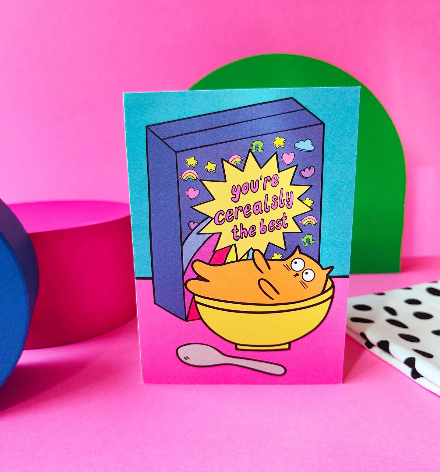 Cereal Cat Greetings Card