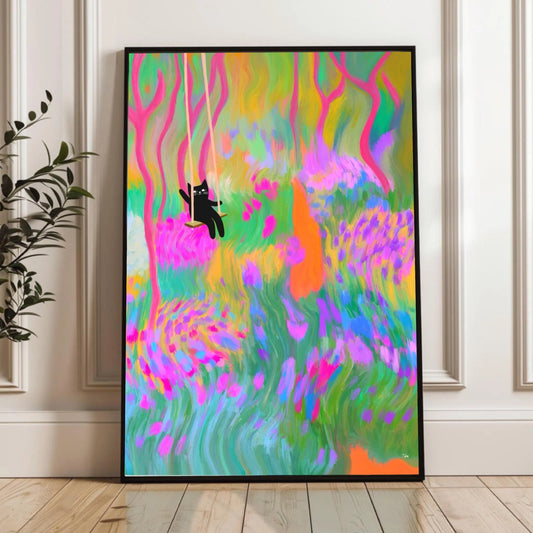 Swinging Cat print