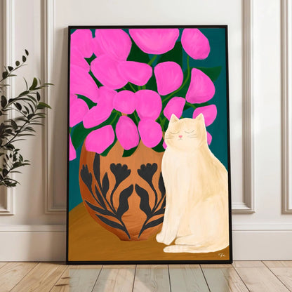 White Cat print