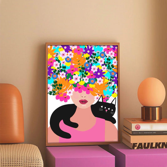 Flower Hair Girl print