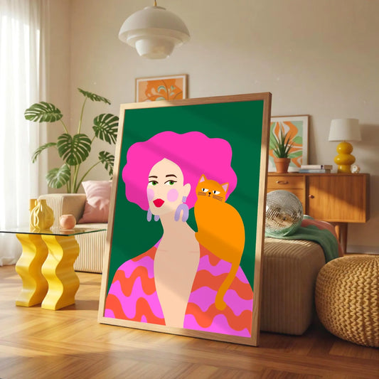 Pink Hair Girl print
