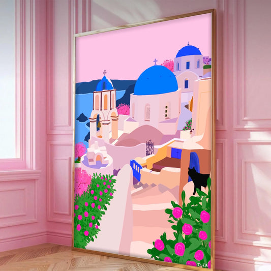 Santorini Cat print